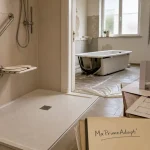 anah aide salle de bain senior : douche plain-pied antidérapante, barre d’appui