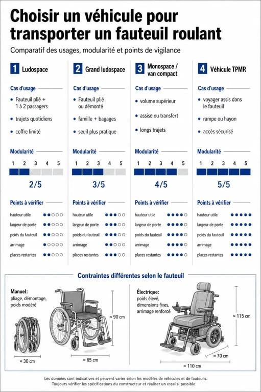 fauteuil roulant voiture : comparatif des véhicules adaptés selon le type de fauteuil et le nombre de passagers