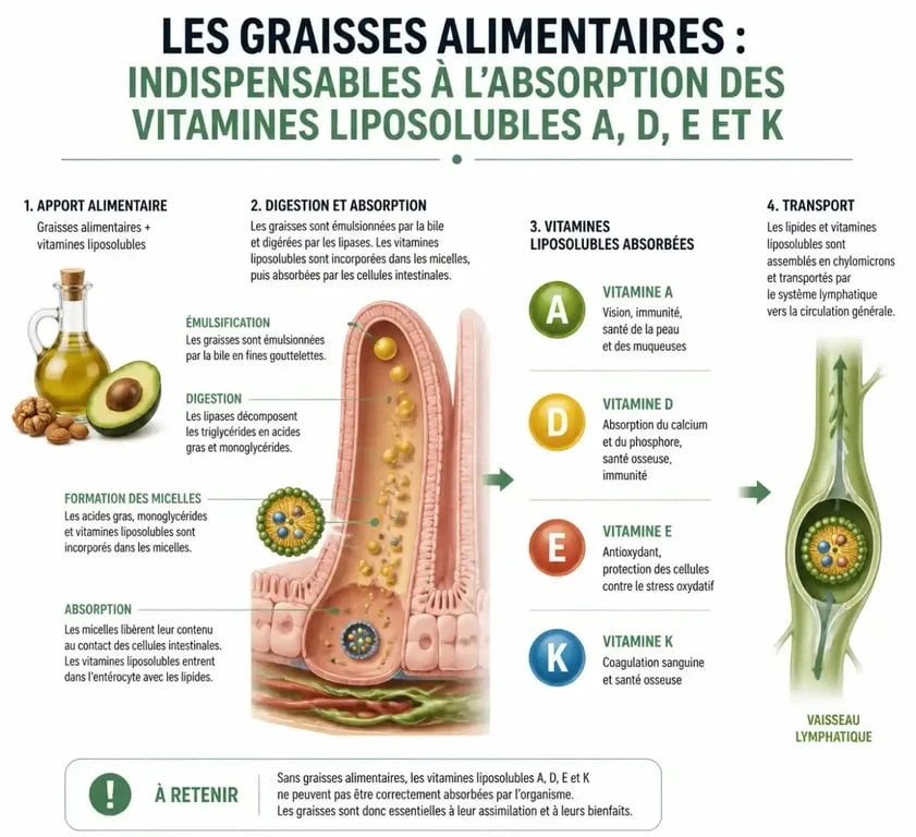 Absorption des vitamines liposolubles avec un complément alimentaire multivitamines