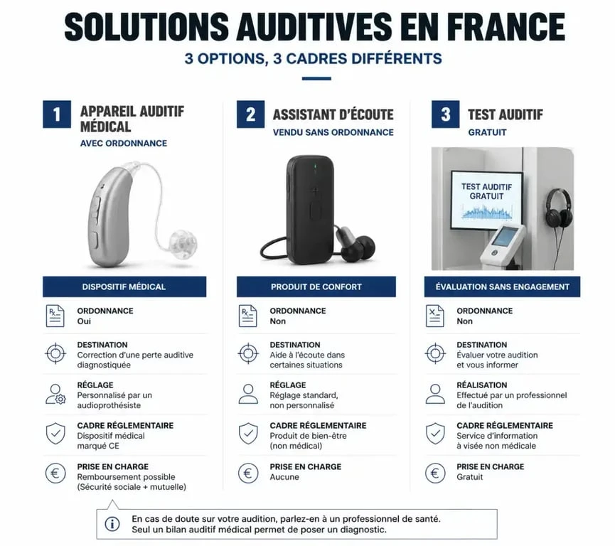 Comparatif appareil auditif sans ordonnance et solutions auditives alternatives