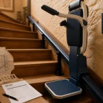 Monte escalier debout sur rail, pour escalier étroit