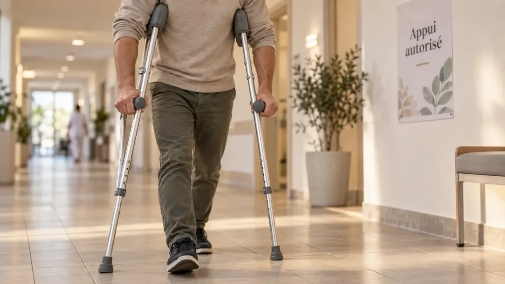 Marcher avec des béquilles sans douleur : réglage, appui et sécurité
