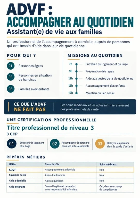 ADVF c'est quoi : infographie sur les missions, la formation et les métiers proches