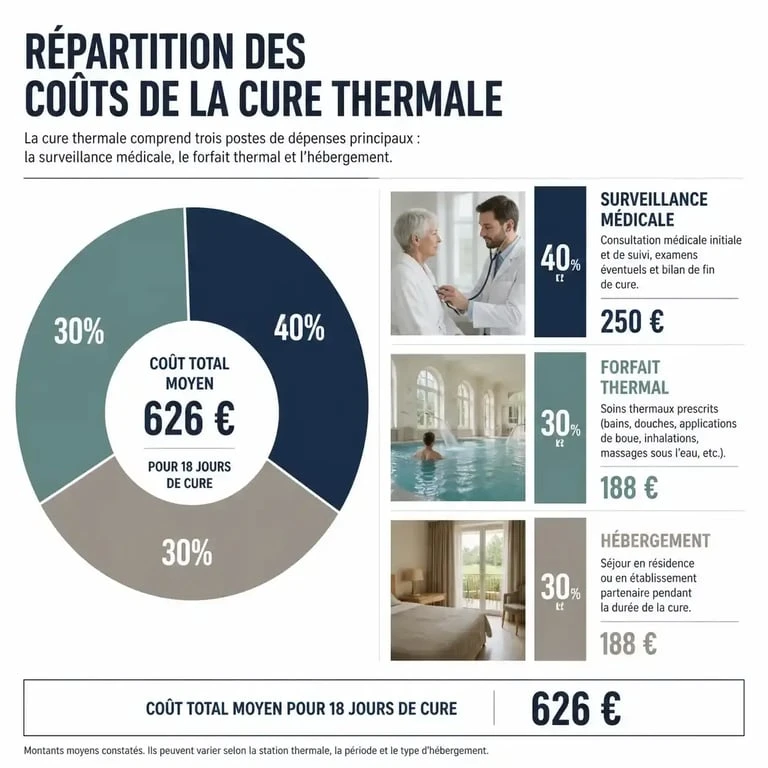 Graphique illustrant la répartition des coûts d'une mutuelle remboursement cure thermale