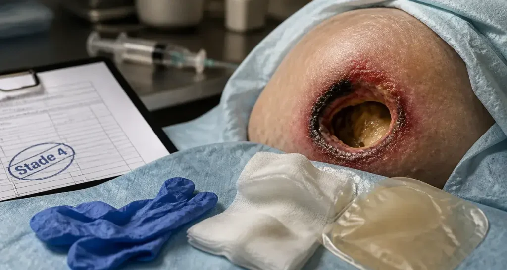 Escarre de stade 4 : reconnaître cette plaie profonde et les soins d&rsquo;urgence