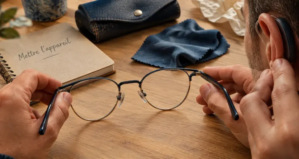 Mettez l’appareil auditif avant les lunettes pour éviter pression et larsen