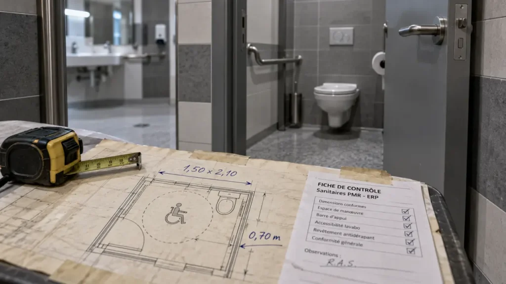 Norme WC PMR en ERP : les dimensions et équipements à vérifier