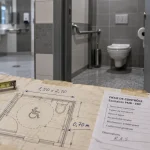 Norme pmr wc ERP : cabine WC PMR avec barres d’appui
