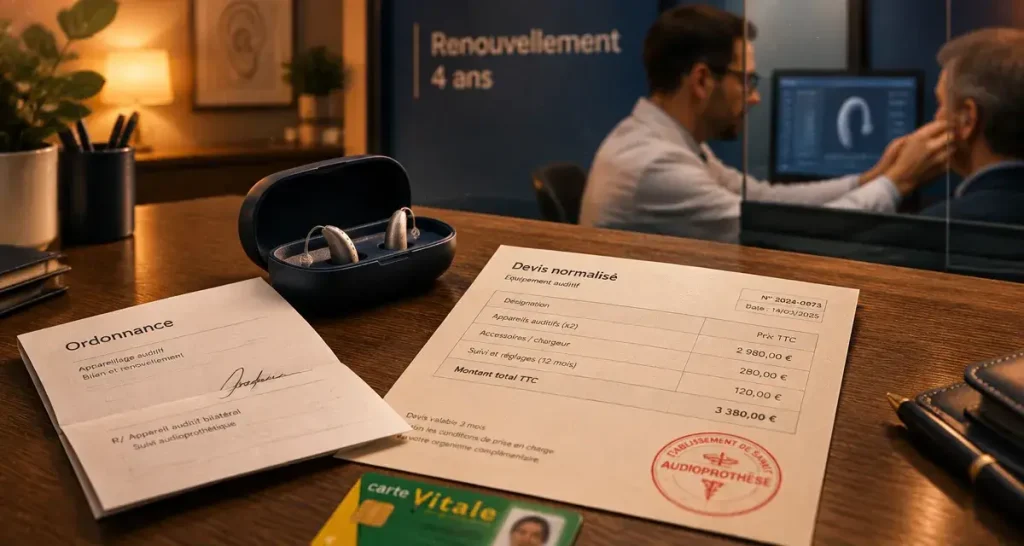 Oui, le médecin généraliste peut renouveler un appareil auditif après 6 ans, avec 4 ans de délai