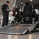 Voiture pmr handicapé TPMR : rampe motorisée et fauteuil roulant